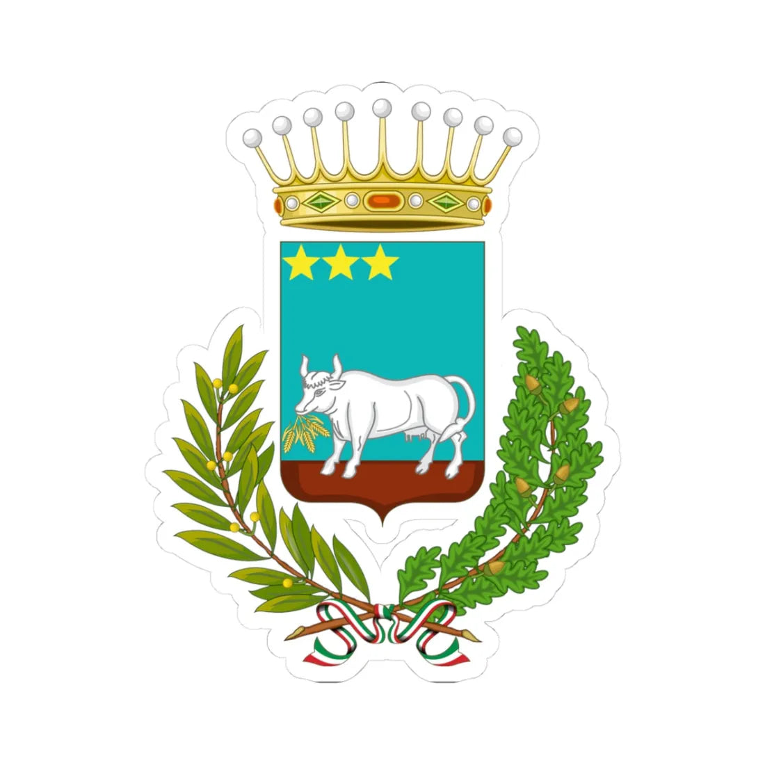 Bernalda-Stemma (Italy) (Coat of Arms) STICKER Vinyl Kiss-Cut Decal 3 Inch White - The Sticker Space