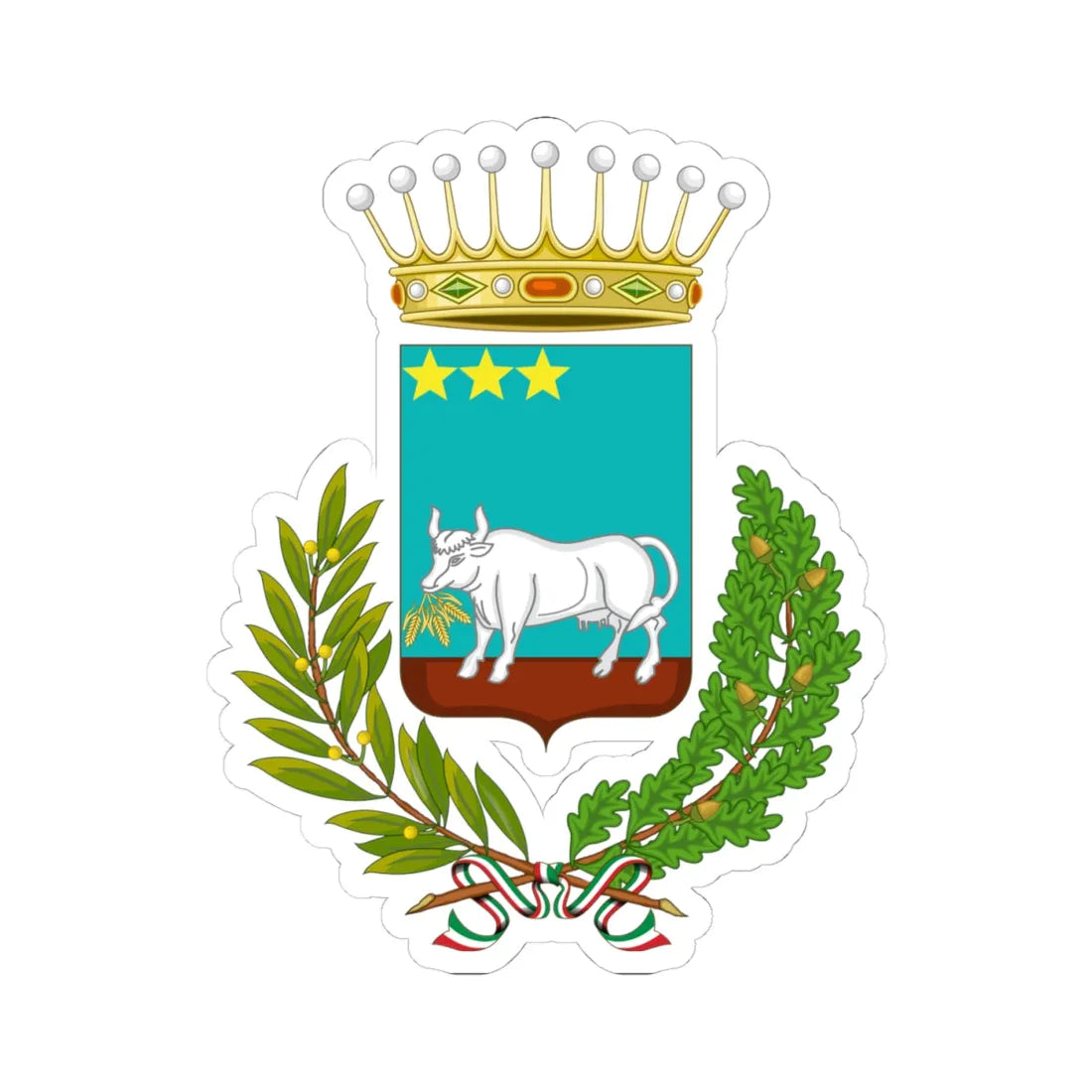 Bernalda-Stemma (Italy) (Coat of Arms) STICKER Vinyl Kiss-Cut Decal 4 Inch White - The Sticker Space