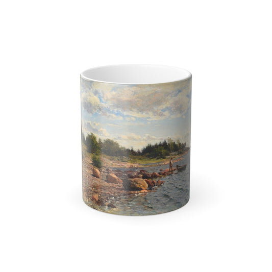 Berndt Lindholm (1841-1914) On the Shore - Oil on Board 1885 - Color Changing Mug 11oz-11oz-The Sticker Space