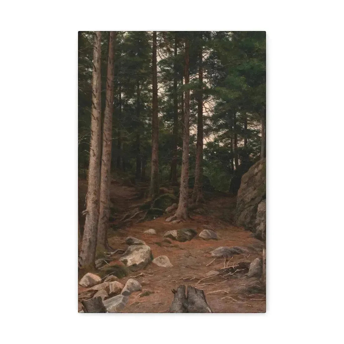 Berndt Lindholm (1841-1914) Sunset in the Forest - Canvas Wall Art 12" x 18" 1.25" - The Sticker Space