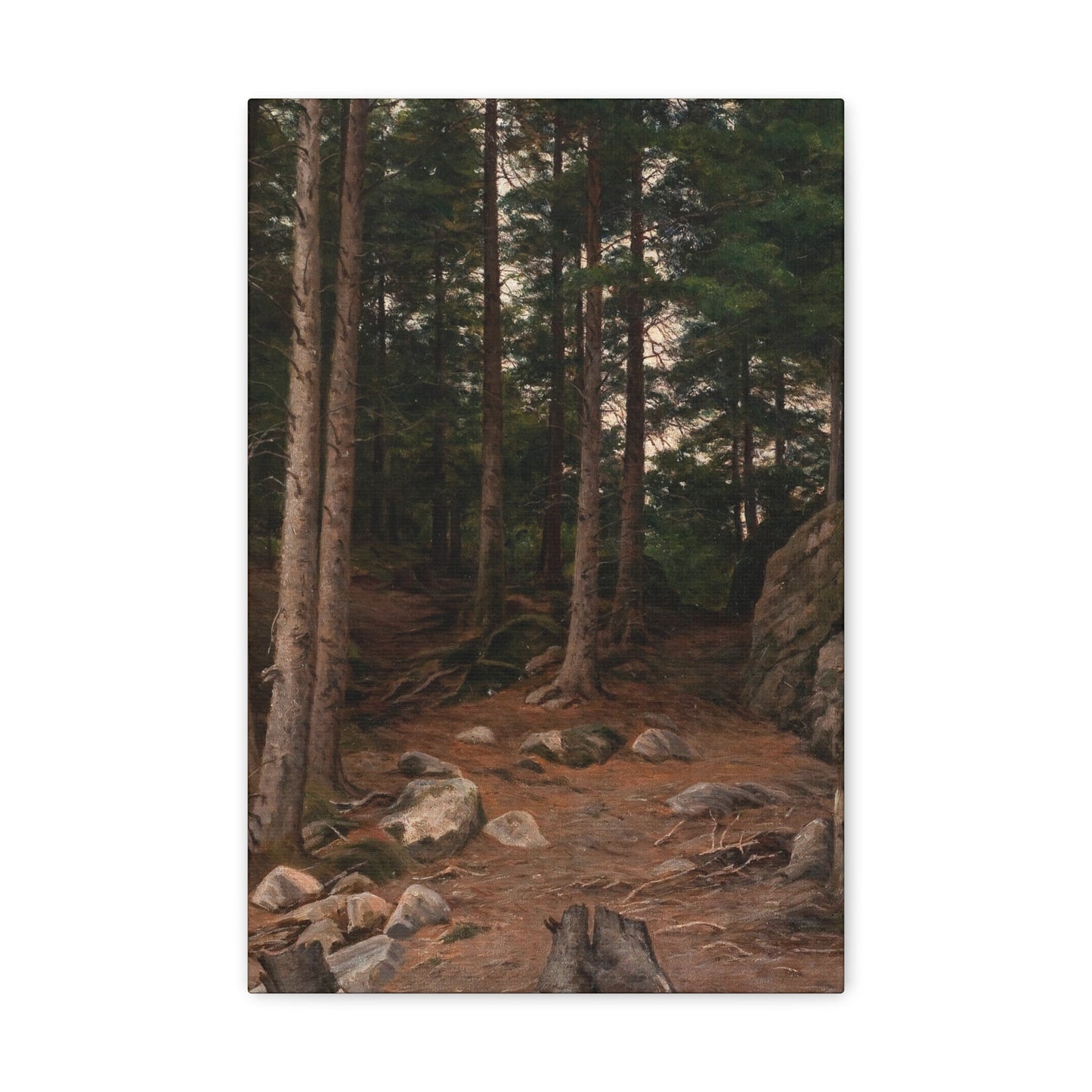 Berndt Lindholm (1841-1914) Sunset in the Forest - Canvas Wall Art-12" x 18"-The Sticker Space