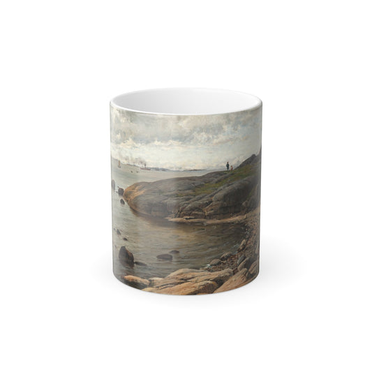 Berndt Lindholm (1841-1914) View From The Coast - Oil on canvas 1879 - Color Changing Mug 11oz-11oz-The Sticker Space