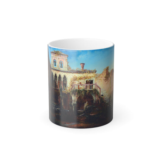 Bernhard H Fiedler (1816-1904) Cloister in Venice - oil on canvas - 1844 - Color Changing Mug 11oz-11oz-The Sticker Space