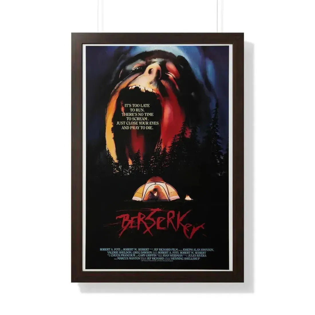 BERSERKER 1987 - Framed Movie Poster 20" x 30" Walnut - The Sticker Space
