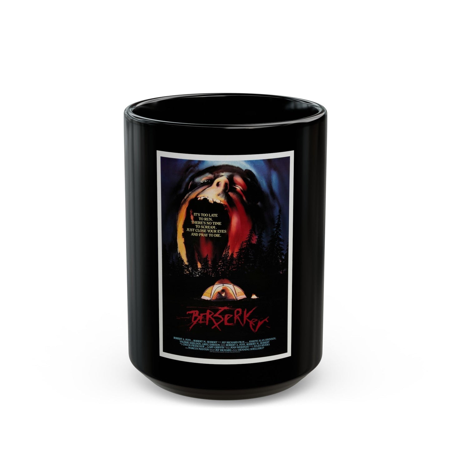 BERSERKER 1987 Movie Poster - Black Coffee Mug-15oz-The Sticker Space