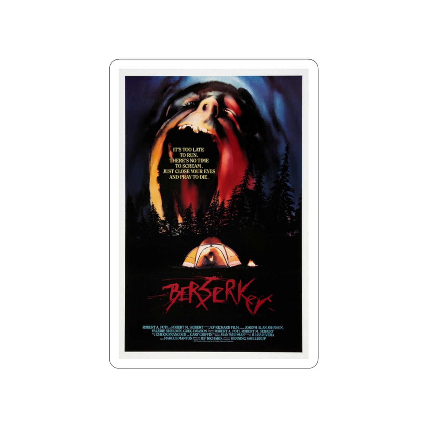 BERSERKER 1987 Movie Poster STICKER Vinyl Die-Cut Decal-2 Inch-The Sticker Space