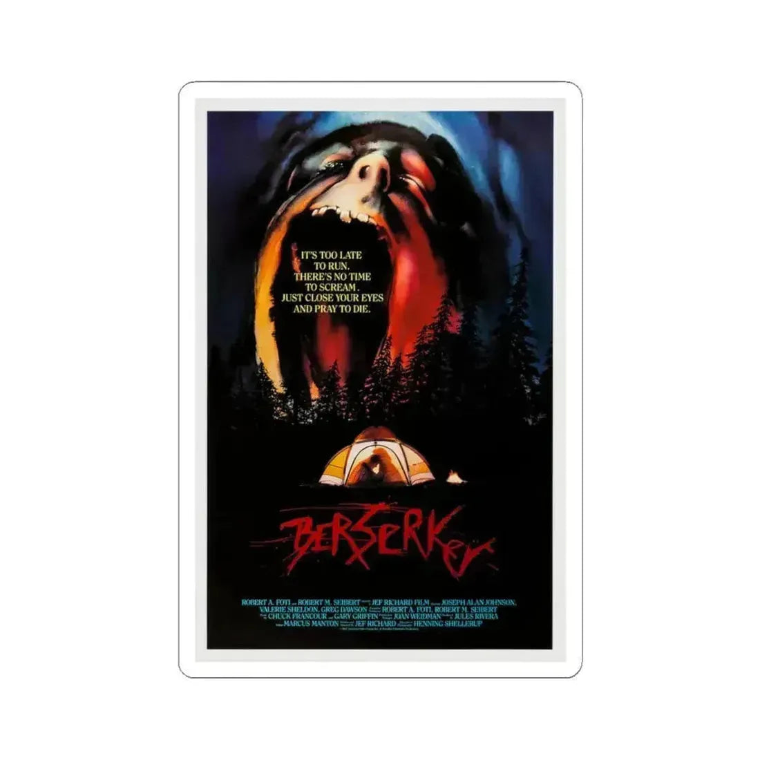 Berserker 1987 Movie Poster - STICKER Vinyl Kiss-Cut Decal 3 Inch White - The Sticker Space