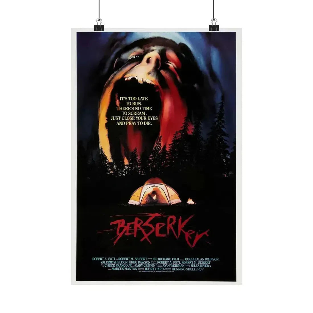 BERSERKER 1987 - Paper Movie Poster 12″ x 18″ Matte - The Sticker Space