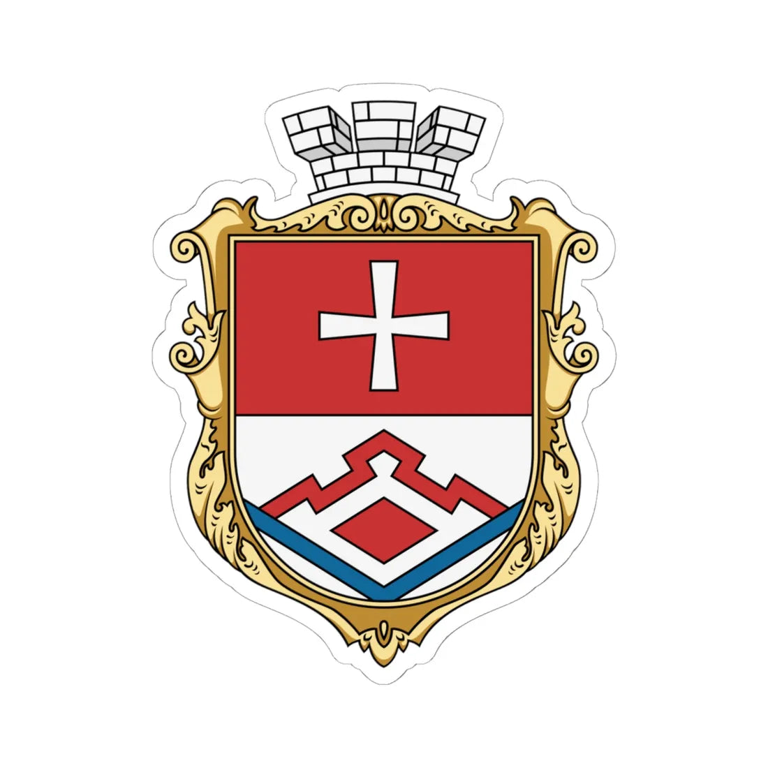 Bershad coat of arms UHT (Ukraine) (Coat of Arms) STICKER Vinyl Kiss-Cut Decal 6 Inch White - The Sticker Space