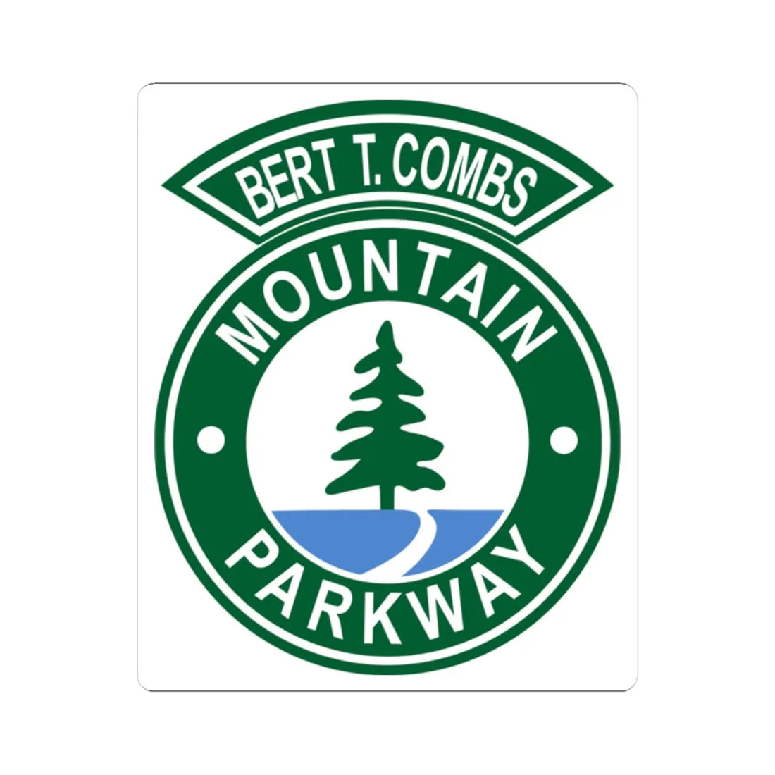 Bert T. Combs Mountain Parkway logo (Kentucky) (Road Sign) STICKER Vinyl Kiss-Cut Decal 2 Inch White - The Sticker Space