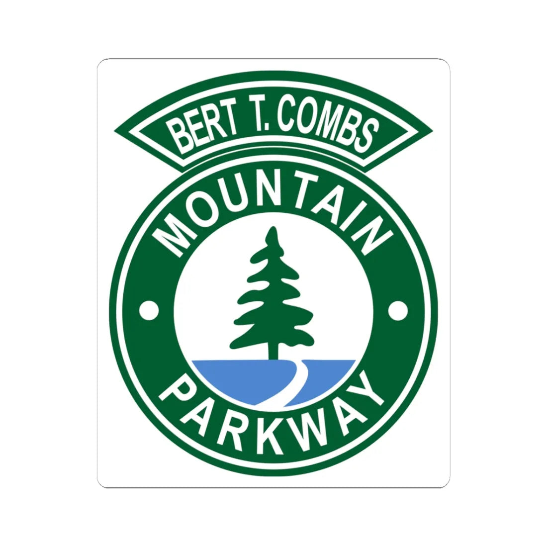Bert T. Combs Mountain Parkway logo (Kentucky) (Road Sign) STICKER Vinyl Kiss-Cut Decal 3 Inch White - The Sticker Space