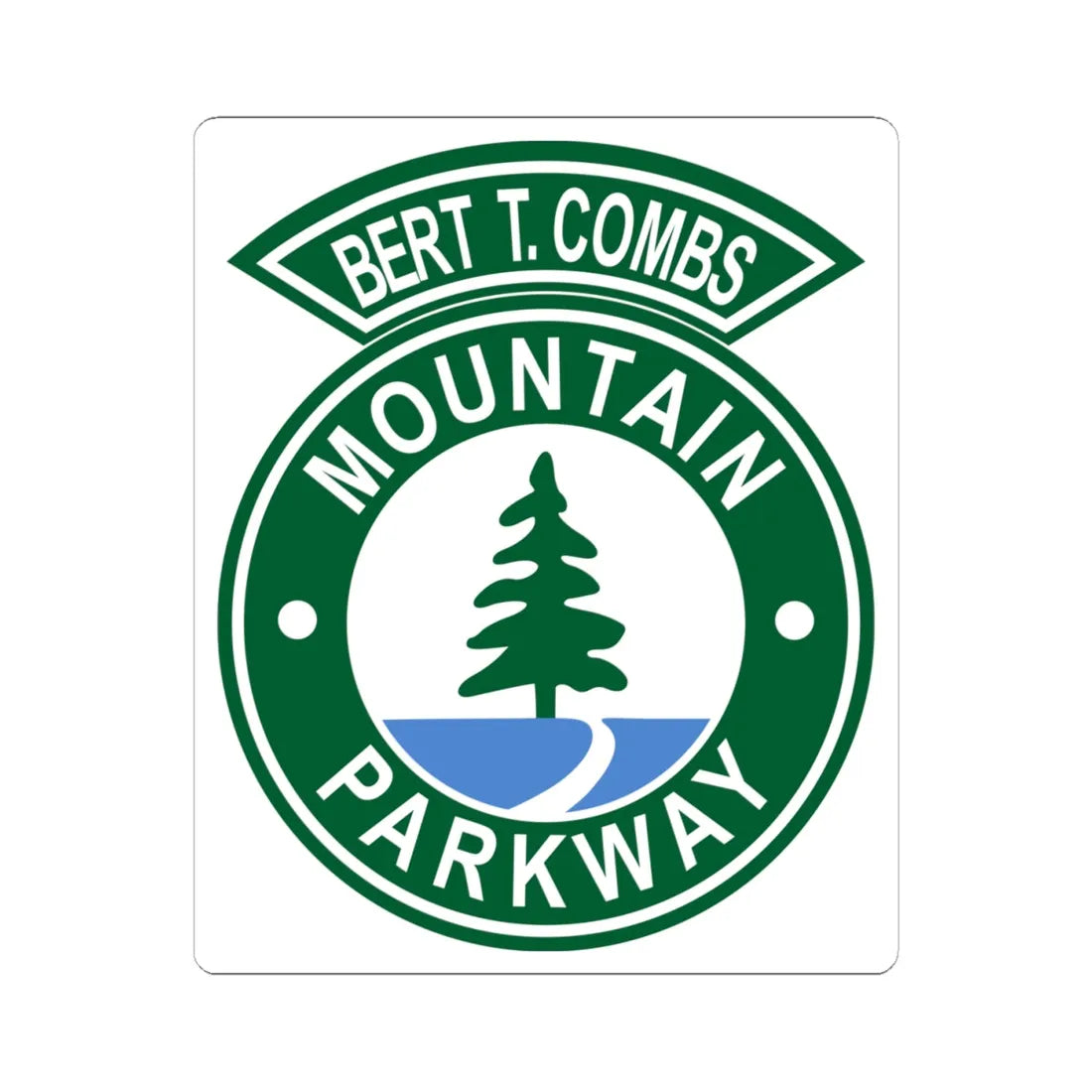 Bert T. Combs Mountain Parkway logo (Kentucky) (Road Sign) STICKER Vinyl Kiss-Cut Decal 4 Inch White - The Sticker Space