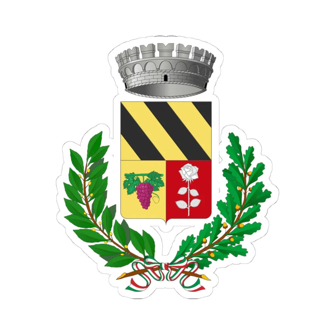 Berzano di Tortona-Stemma (Italy) (Coat of Arms) STICKER Vinyl Kiss-Cut Decal 4 Inch White - The Sticker Space