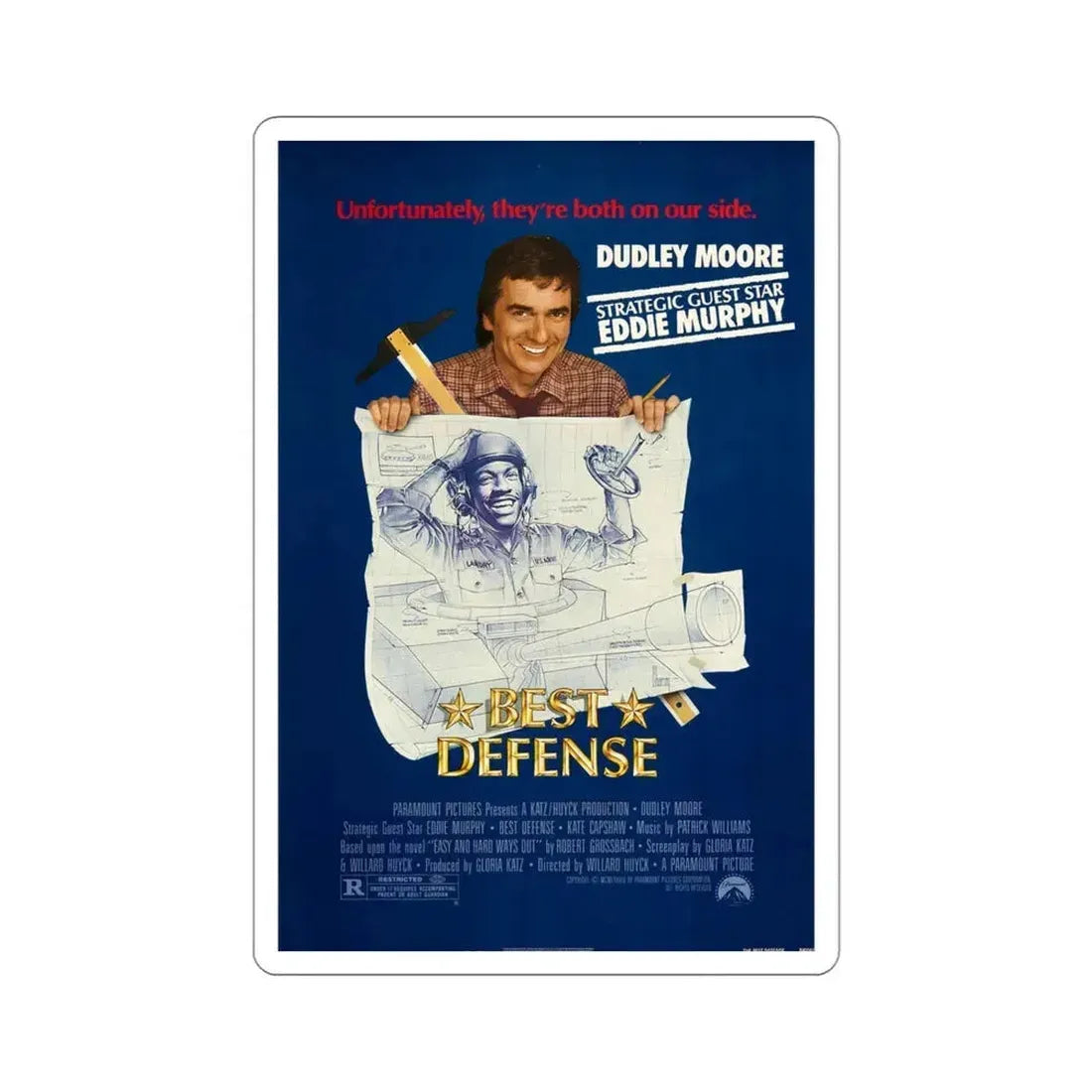 Best Defense 1984 Movie Poster STICKER Vinyl Die-Cut Decal 4 Inch - The Sticker Space