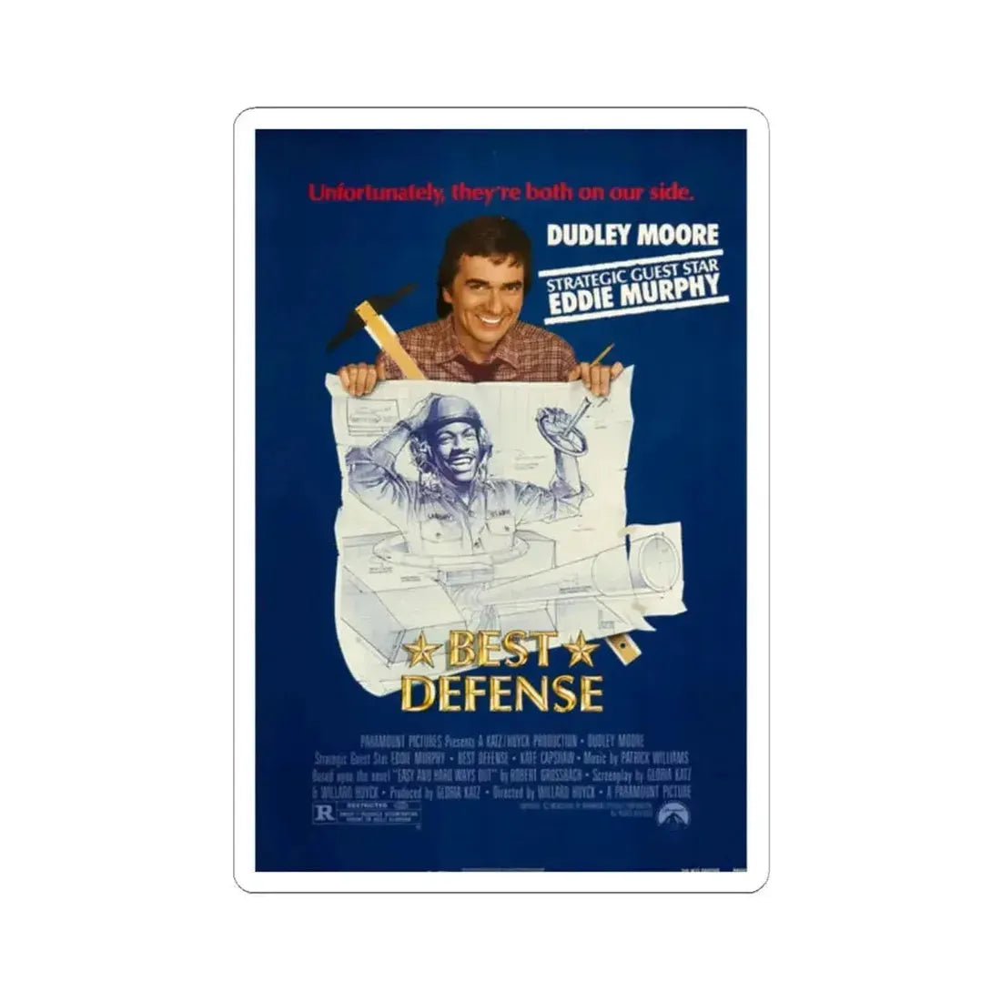 Best Defense 1984 Movie Poster - STICKER Vinyl Kiss-Cut Decal 2 Inch White - The Sticker Space