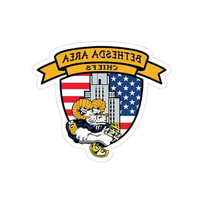 Bethesda Area Chiefs (U.S. Navy) REVERSE PRINT Transparent Die-Cut STICKER 4 Inch Die-Cut Transparent - The Sticker Space