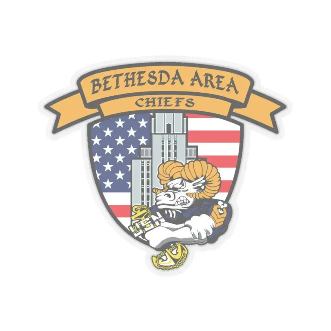 Bethesda Area Chiefs (U.S. Navy) STICKER Vinyl Kiss-Cut Decal 6 Inch Transparent - The Sticker Space