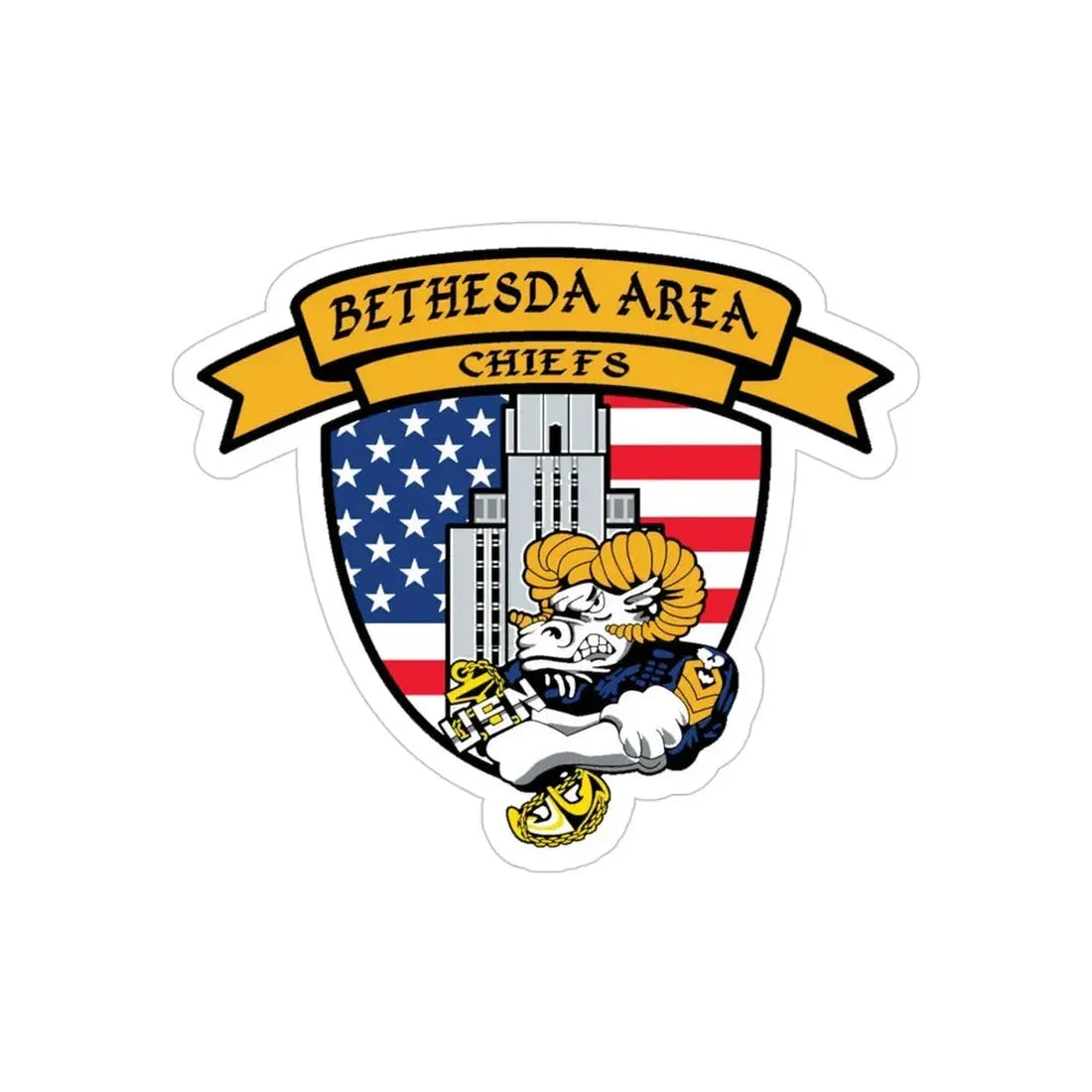 Bethesda Area Chiefs (U.S. Navy) Transparent STICKER Die-Cut Vinyl Decal 4 Inch Transparent - The Sticker Space