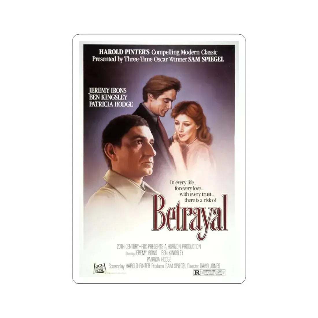 Betrayal 1983 Movie Poster - STICKER Vinyl Kiss-Cut Decal 3 Inch White - The Sticker Space