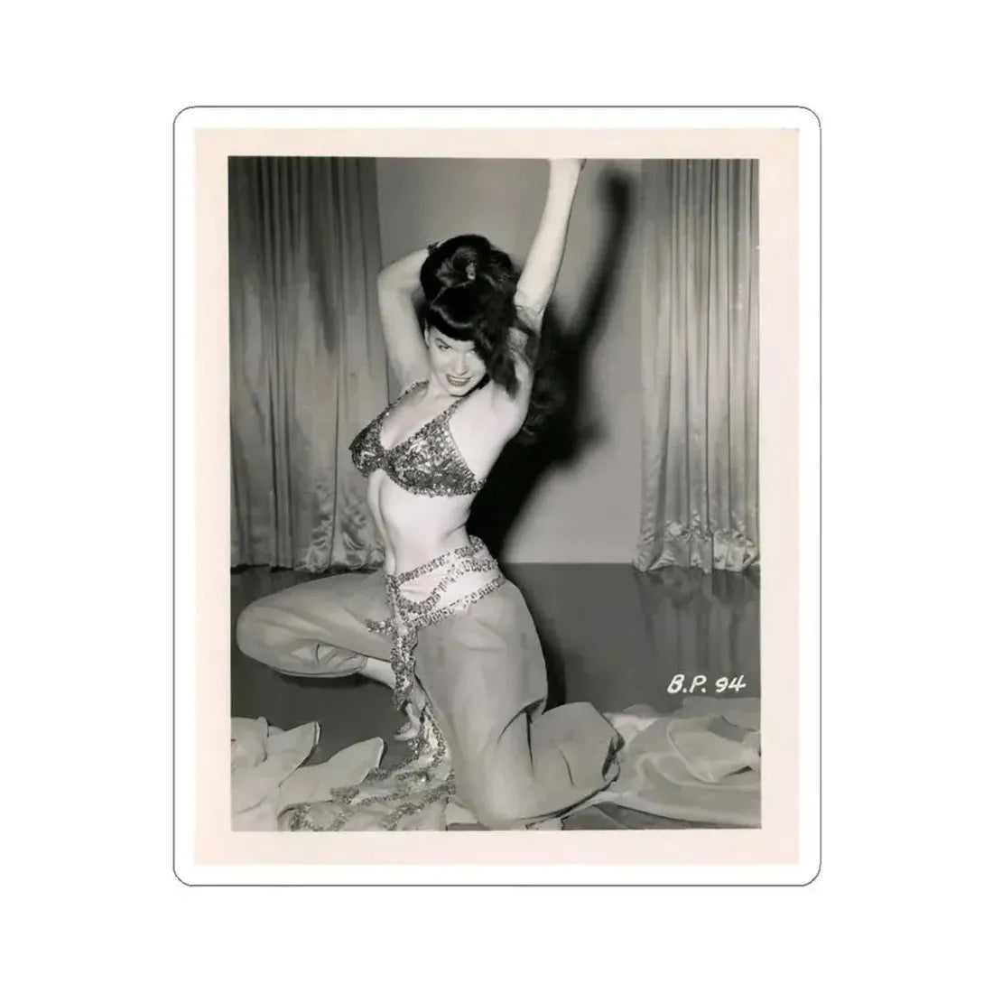Bettie Page #01 (Vintage Female Icon) STICKER Vinyl Kiss-Cut Decal 4 Inch White - The Sticker Space
