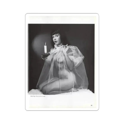 Bettie Page #1073 - Bettie in B&W from a Bunny Yeager Pin-Up Book (Vintage Female Icon) STICKER Vinyl Kiss-Cut Decal 6 Inch White - The Sticker Space