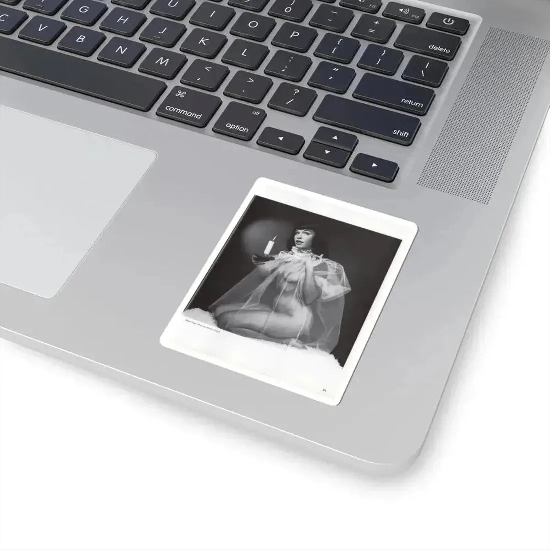 Bettie Page #1073 - Bettie in B&W from a Bunny Yeager Pin-Up Book (Vintage Female Icon) STICKER Vinyl Kiss-Cut Decal - The Sticker Space