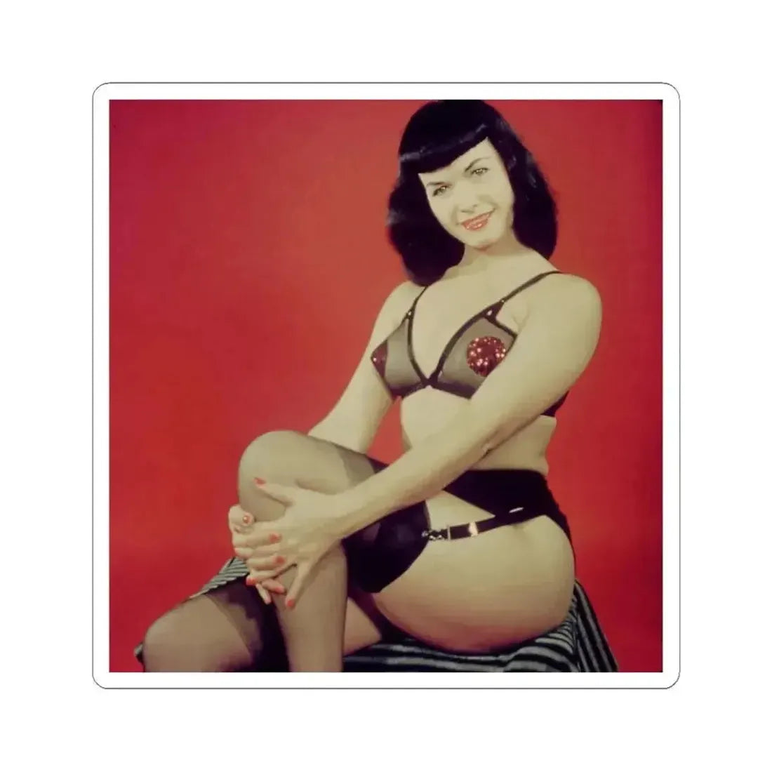 Bettie Page #208 (Vintage Female Icon) STICKER Vinyl Kiss-Cut Decal 4 Inch White - The Sticker Space