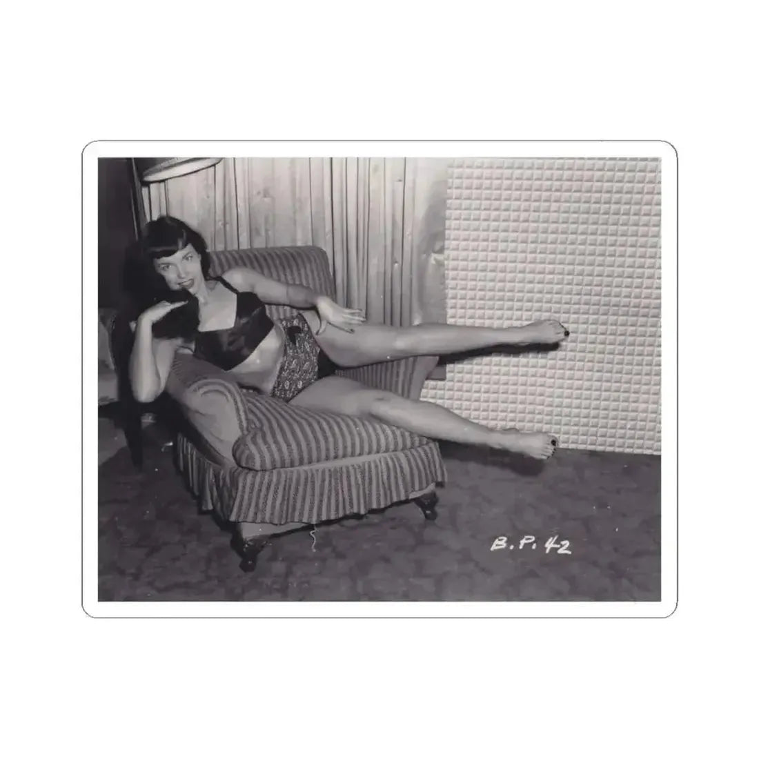 Bettie Page #571 (Vintage Female Icon) STICKER Vinyl Kiss-Cut Decal 3 Inch White - The Sticker Space