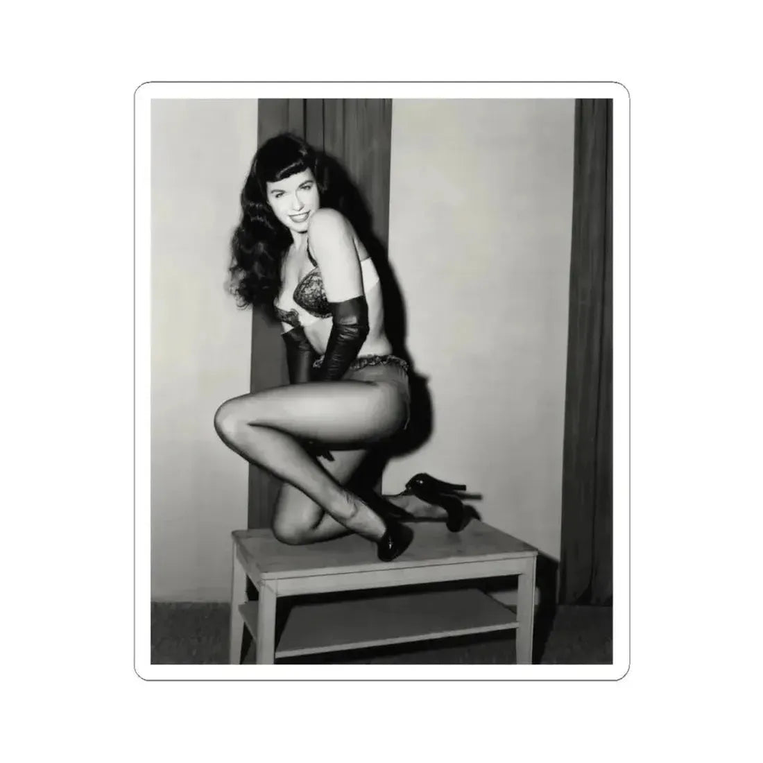 Bettie Page #586 (Vintage Female Icon) STICKER Vinyl Kiss-Cut Decal 3 Inch White - The Sticker Space