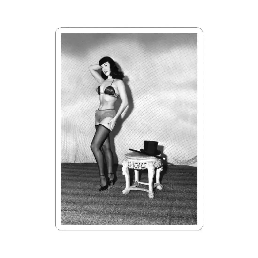 Bettie Page #587 (Vintage Female Icon) STICKER Vinyl Kiss-Cut Decal 2 Inch White - The Sticker Space