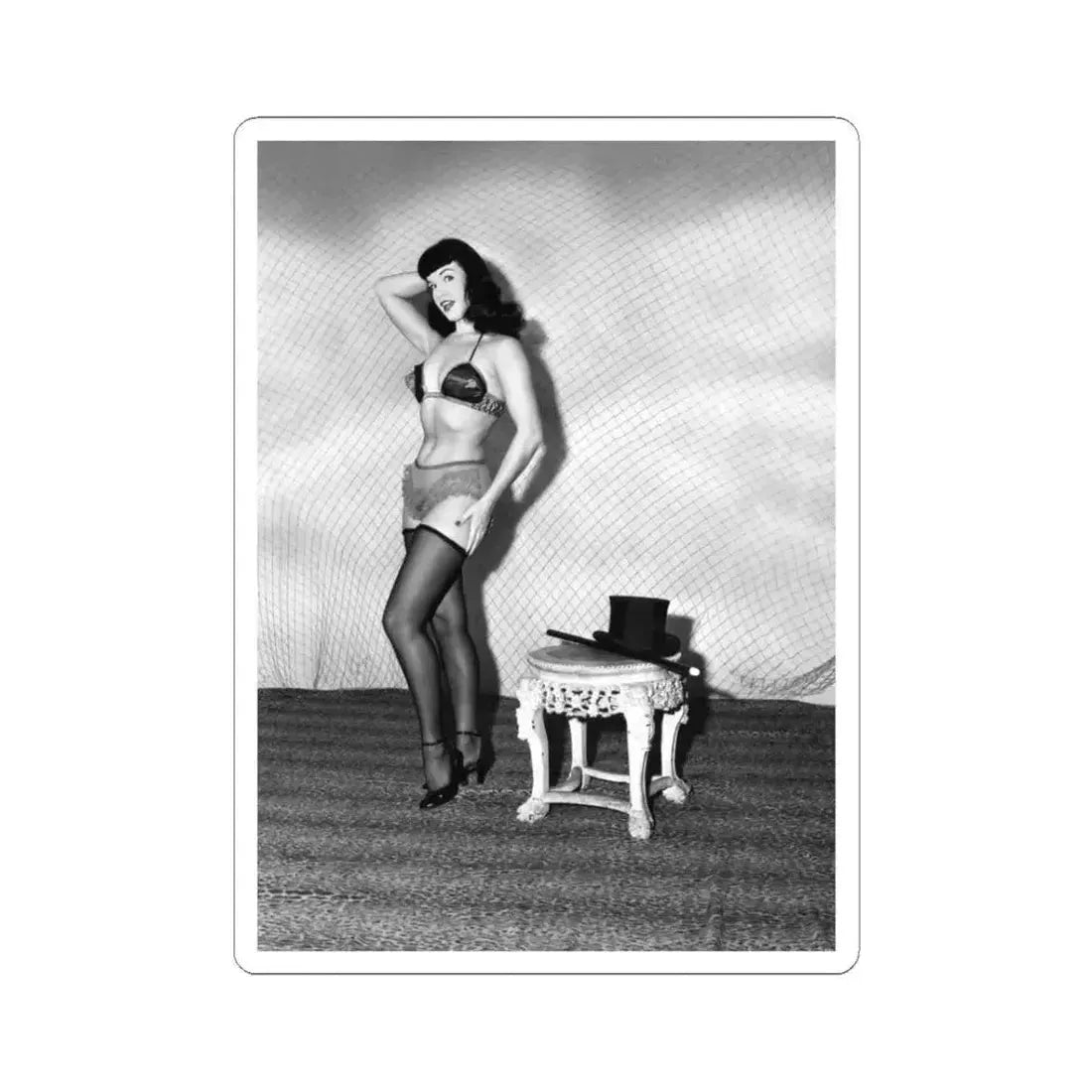 Bettie Page #587 (Vintage Female Icon) STICKER Vinyl Kiss-Cut Decal 3 Inch White - The Sticker Space