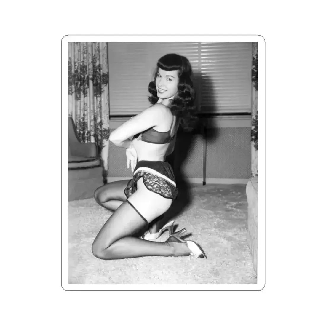 Bettie Page #588 (Vintage Female Icon) STICKER Vinyl Kiss-Cut Decal 4 Inch White - The Sticker Space