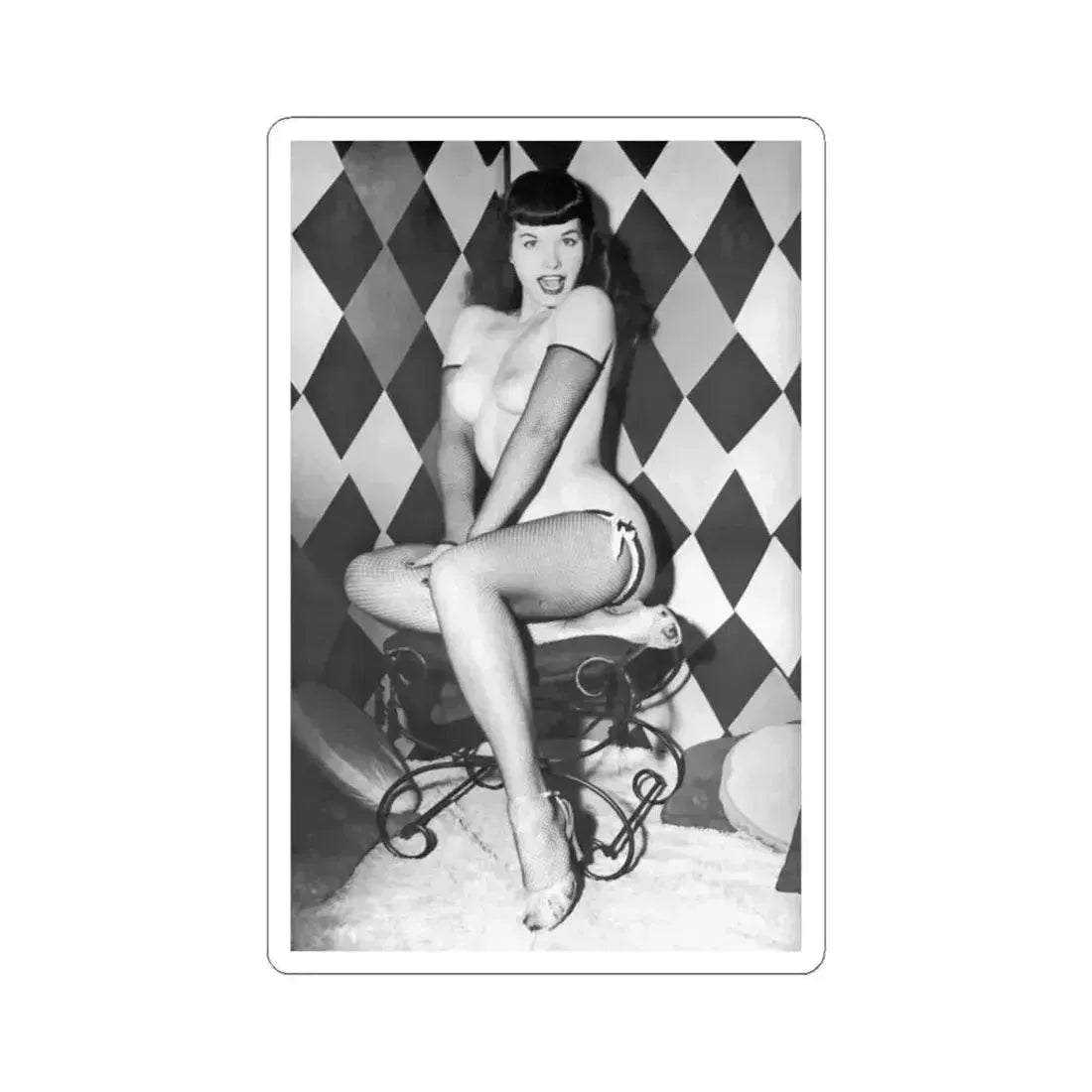 Bettie Page #655 (Vintage Female Icon) STICKER Vinyl Kiss-Cut Decal 4 Inch White - The Sticker Space