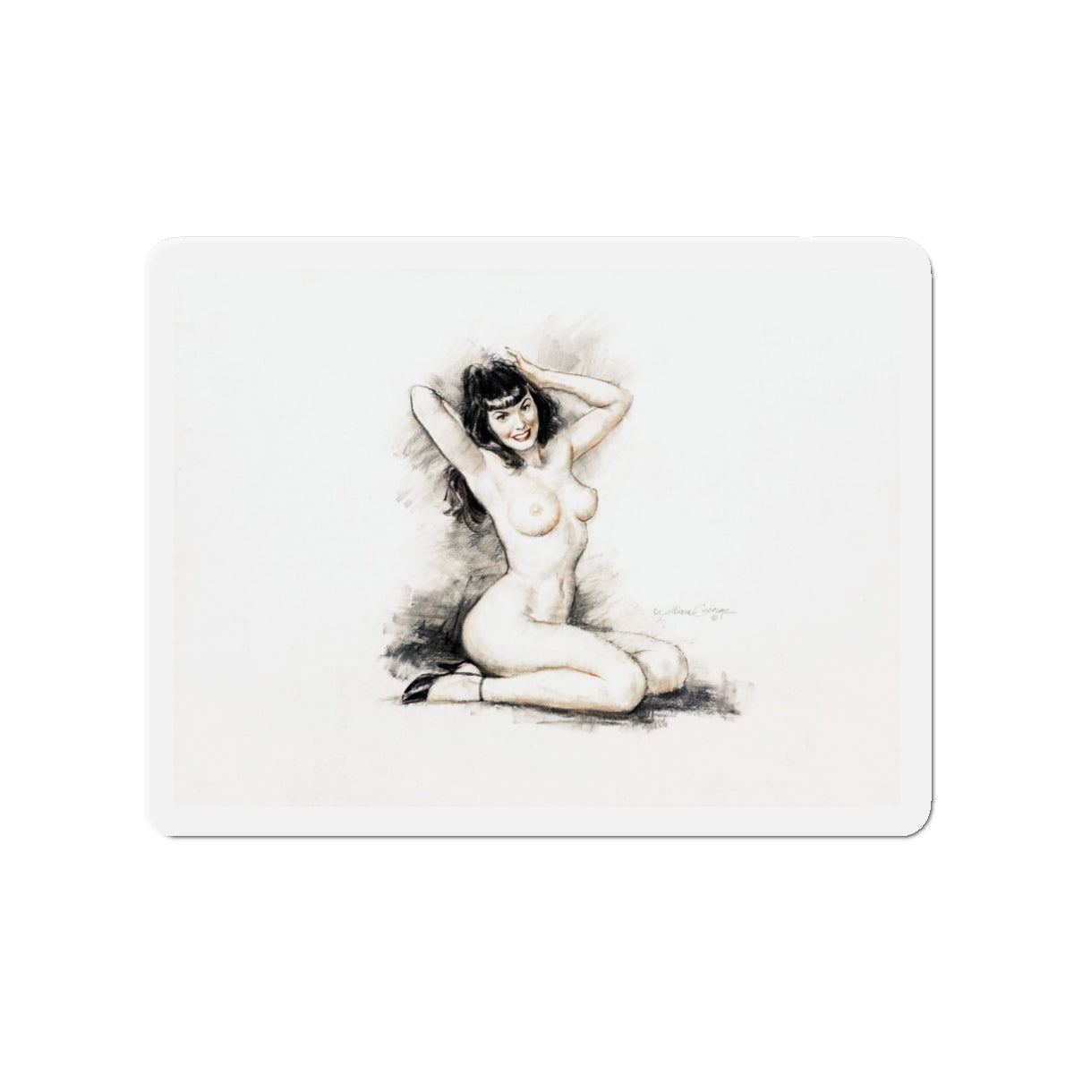 Bettie Page (Magazine Illustration) Refrigerator Magnet-3" x 3"-The Sticker Space