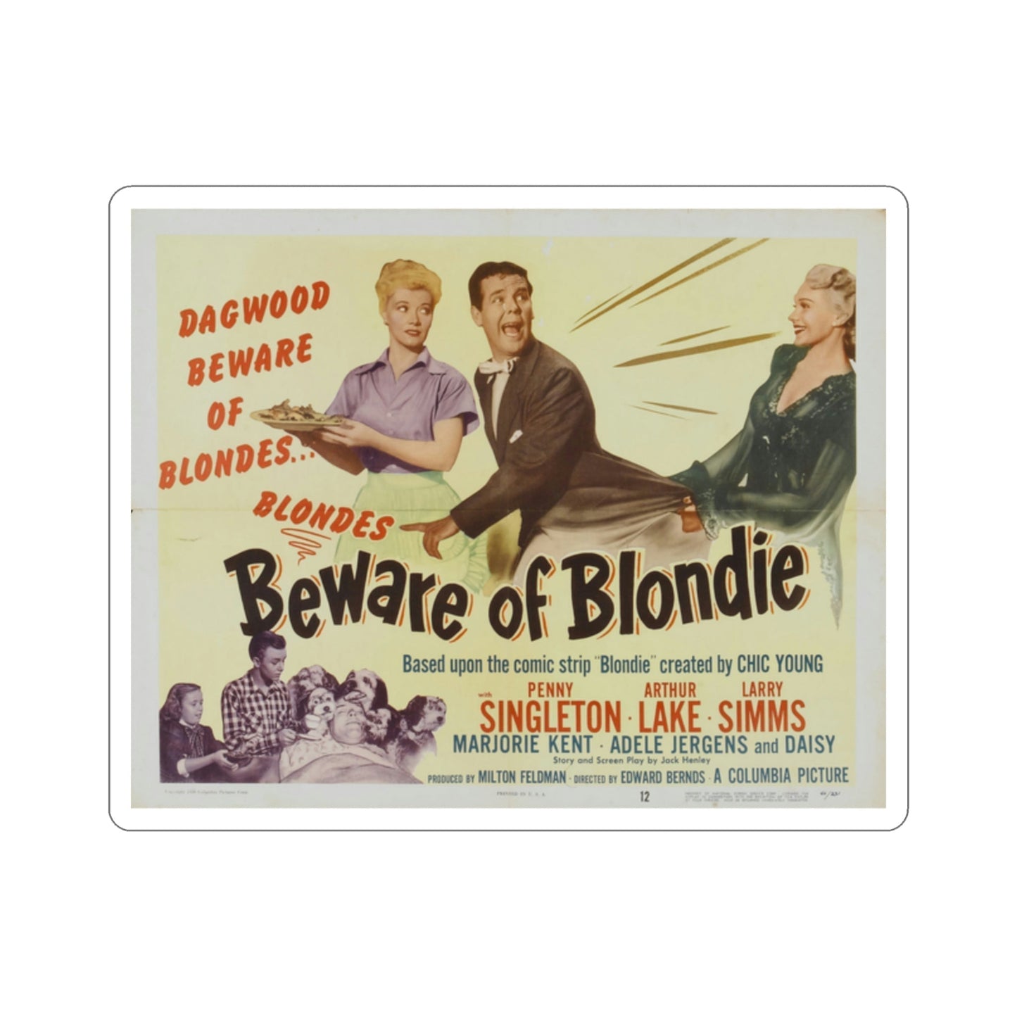 Beware of Blondie 1950 Movie Poster STICKER Vinyl Die-Cut Decal-2 Inch-The Sticker Space