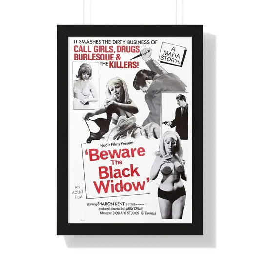BEWARE THE BLACK WIDOW 1968 - Framed Movie Poster 16″ x 24″ Black - The Sticker Space