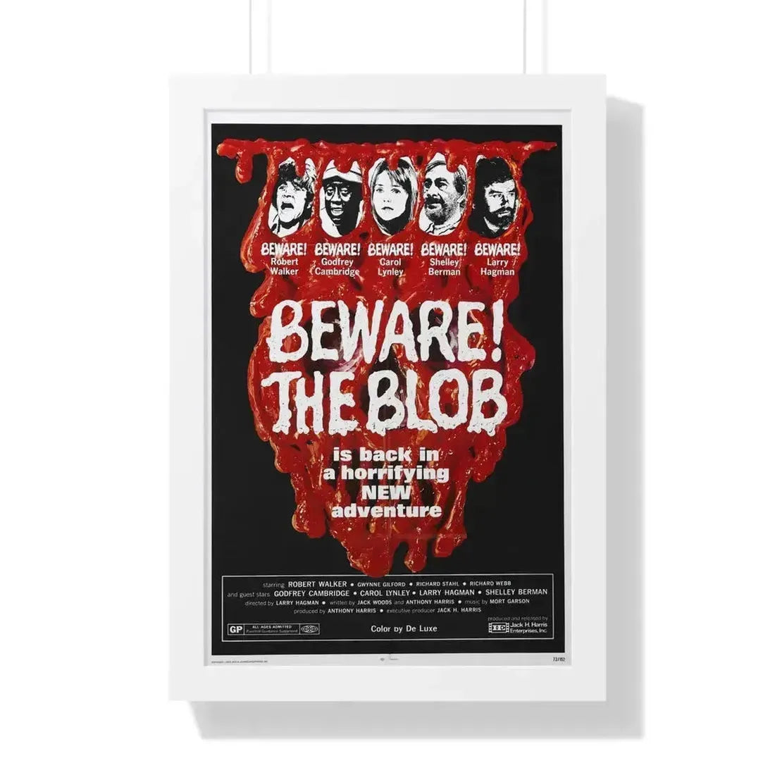 BEWARE! THE BLOB 1972 - Framed Movie Poster 16″ x 24″ White - The Sticker Space