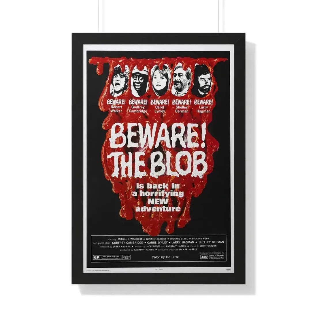 BEWARE! THE BLOB 1972 - Framed Movie Poster 20" x 30" Black - The Sticker Space