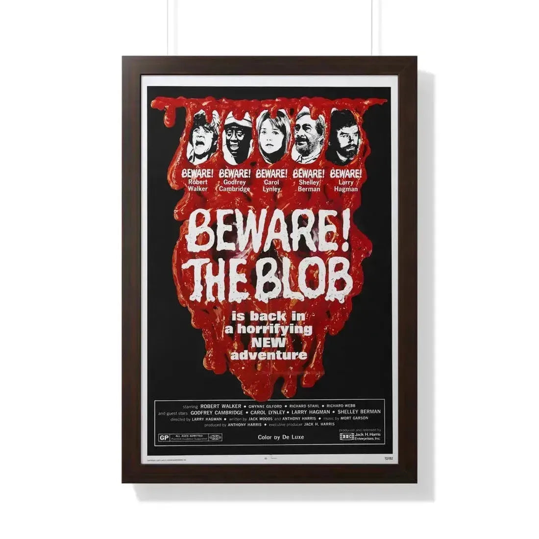 BEWARE! THE BLOB 1972 - Framed Movie Poster 20" x 30" Walnut - The Sticker Space