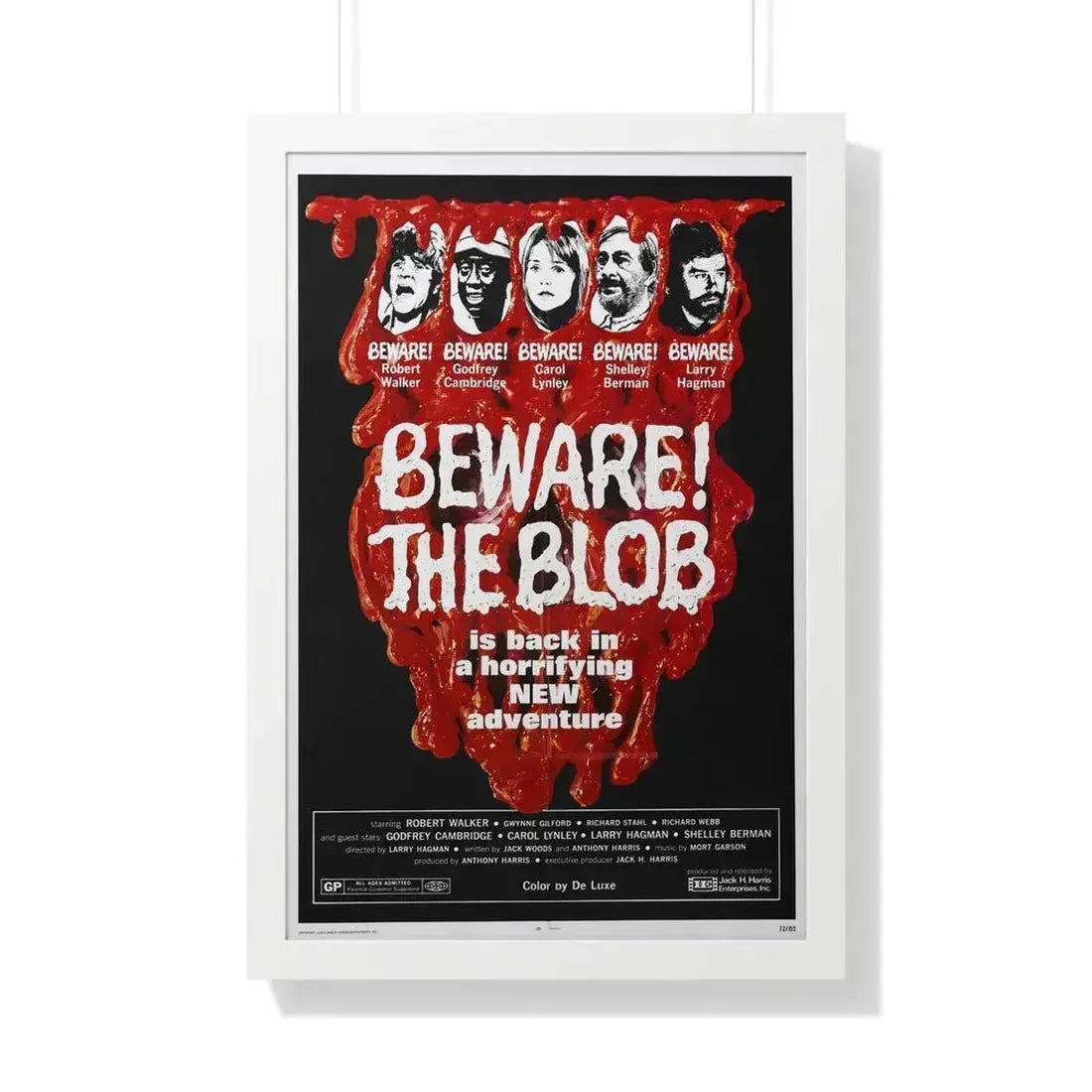 BEWARE! THE BLOB 1972 - Framed Movie Poster 20" x 30" White - The Sticker Space