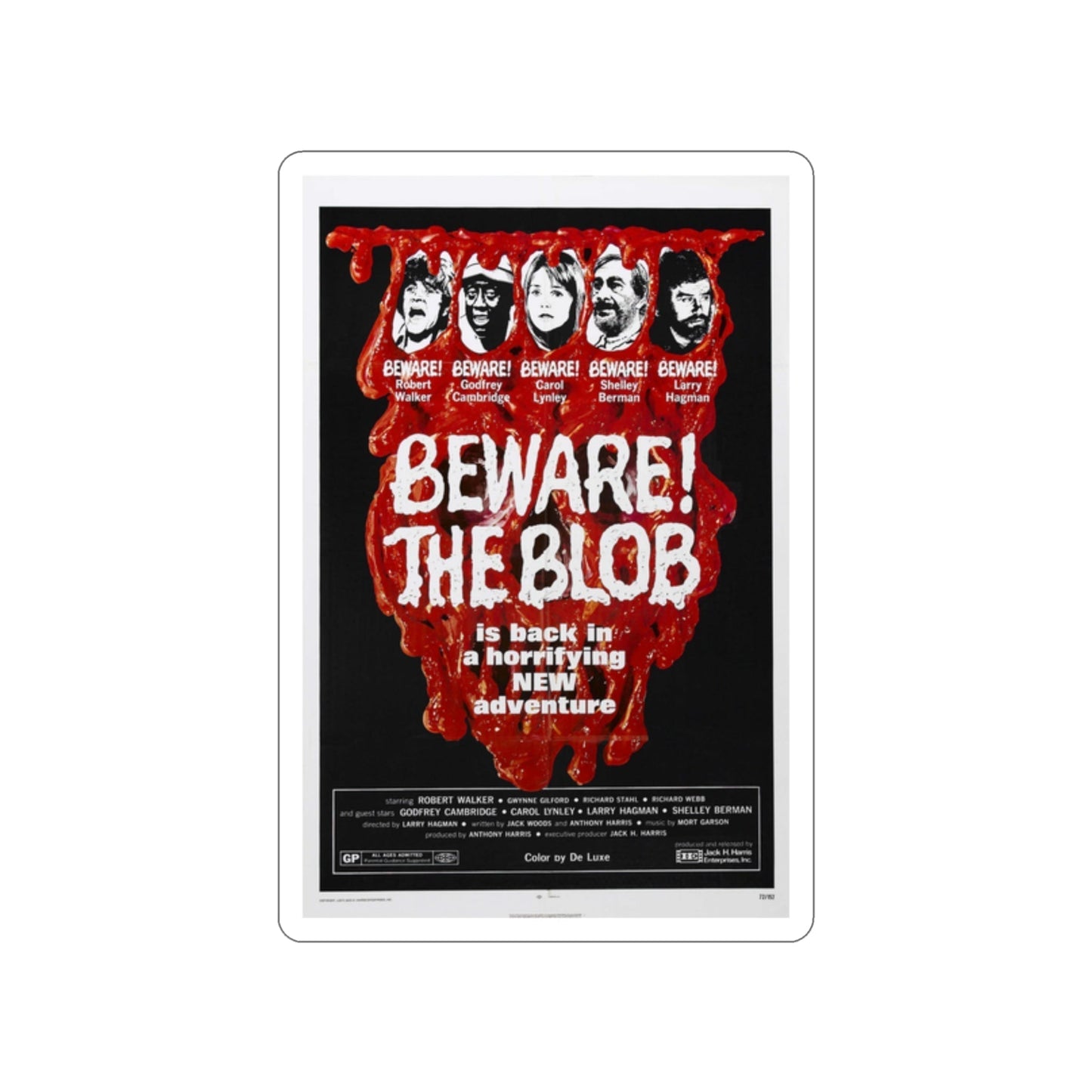 BEWARE! THE BLOB 1972 Movie Poster STICKER Vinyl Die-Cut Decal-2 Inch-The Sticker Space