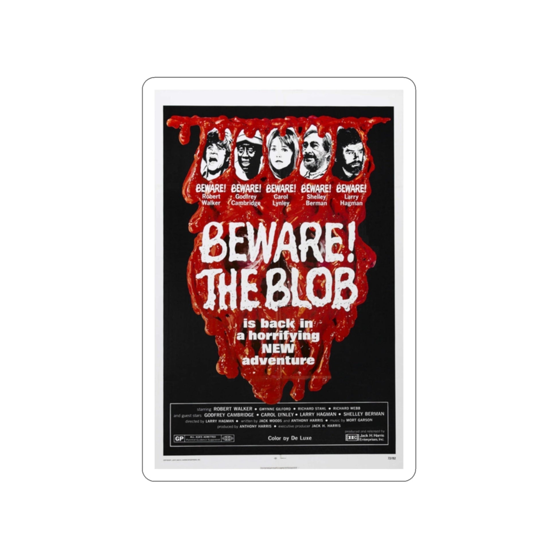 BEWARE! THE BLOB 1972 Movie Poster STICKER Vinyl Die-Cut Decal-2 Inch-The Sticker Space