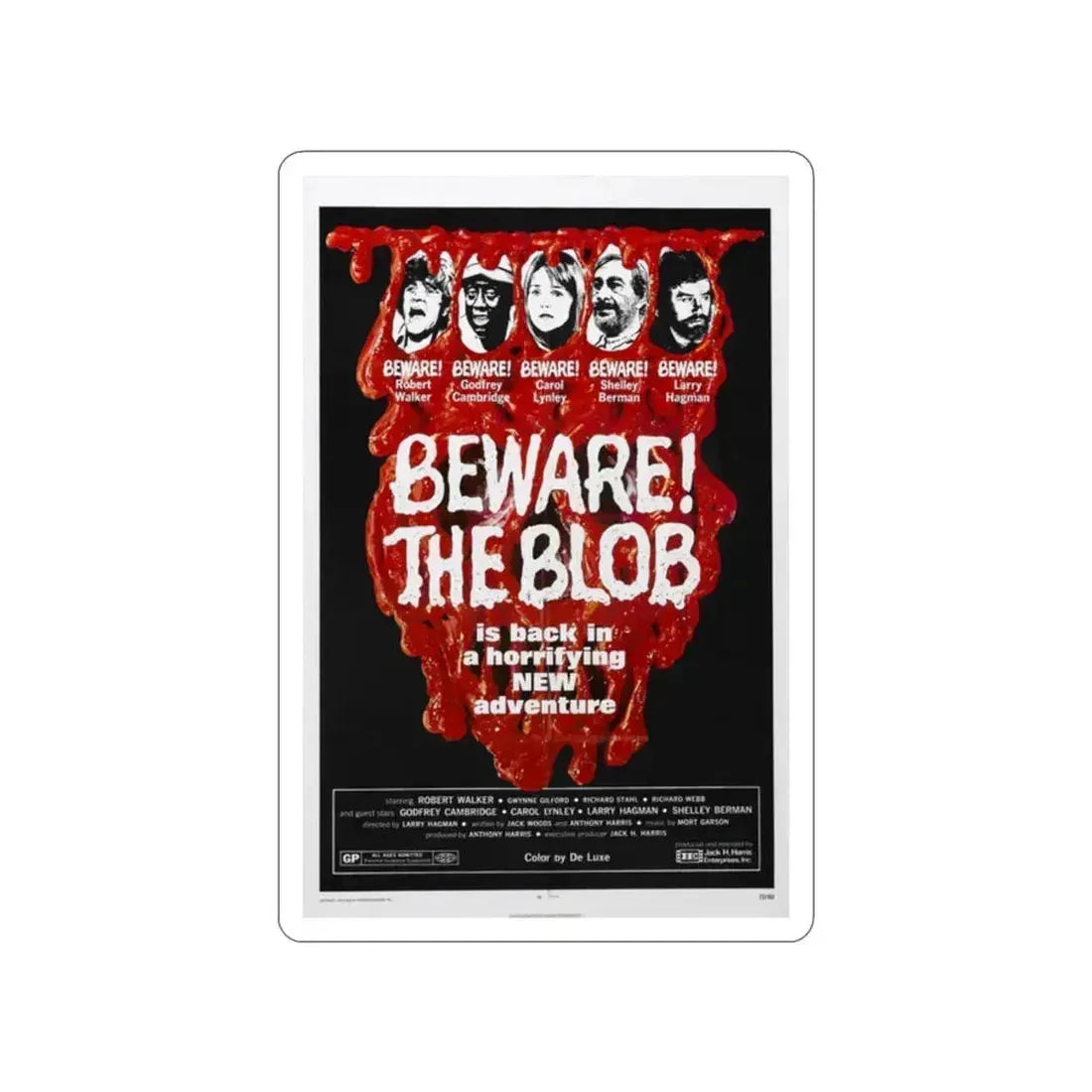 BEWARE! THE BLOB 1972 Movie Poster STICKER Vinyl Die-Cut Decal 2 Inch - The Sticker Space