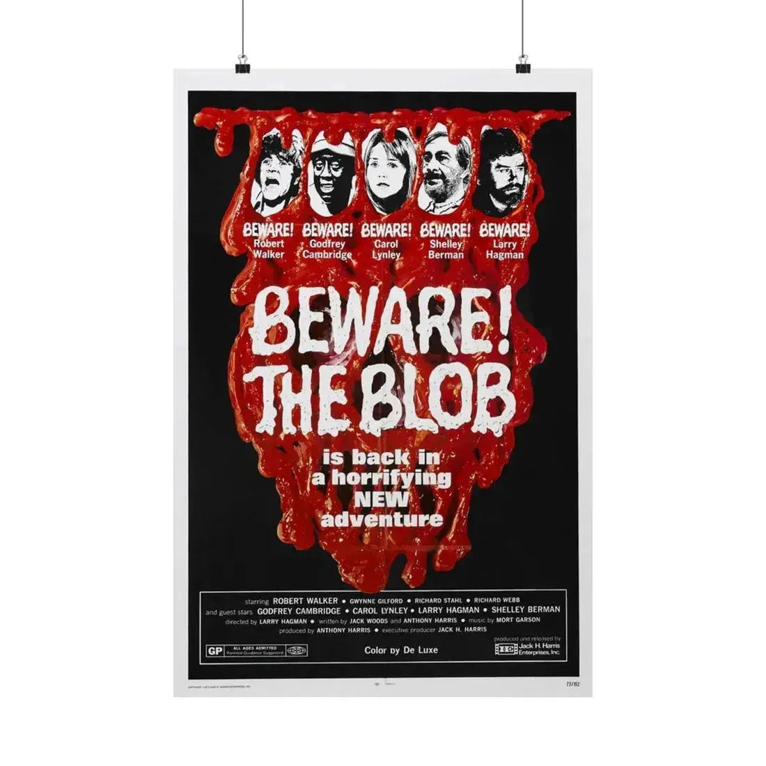 BEWARE! THE BLOB 1972 - Paper Movie Poster - The Sticker Space