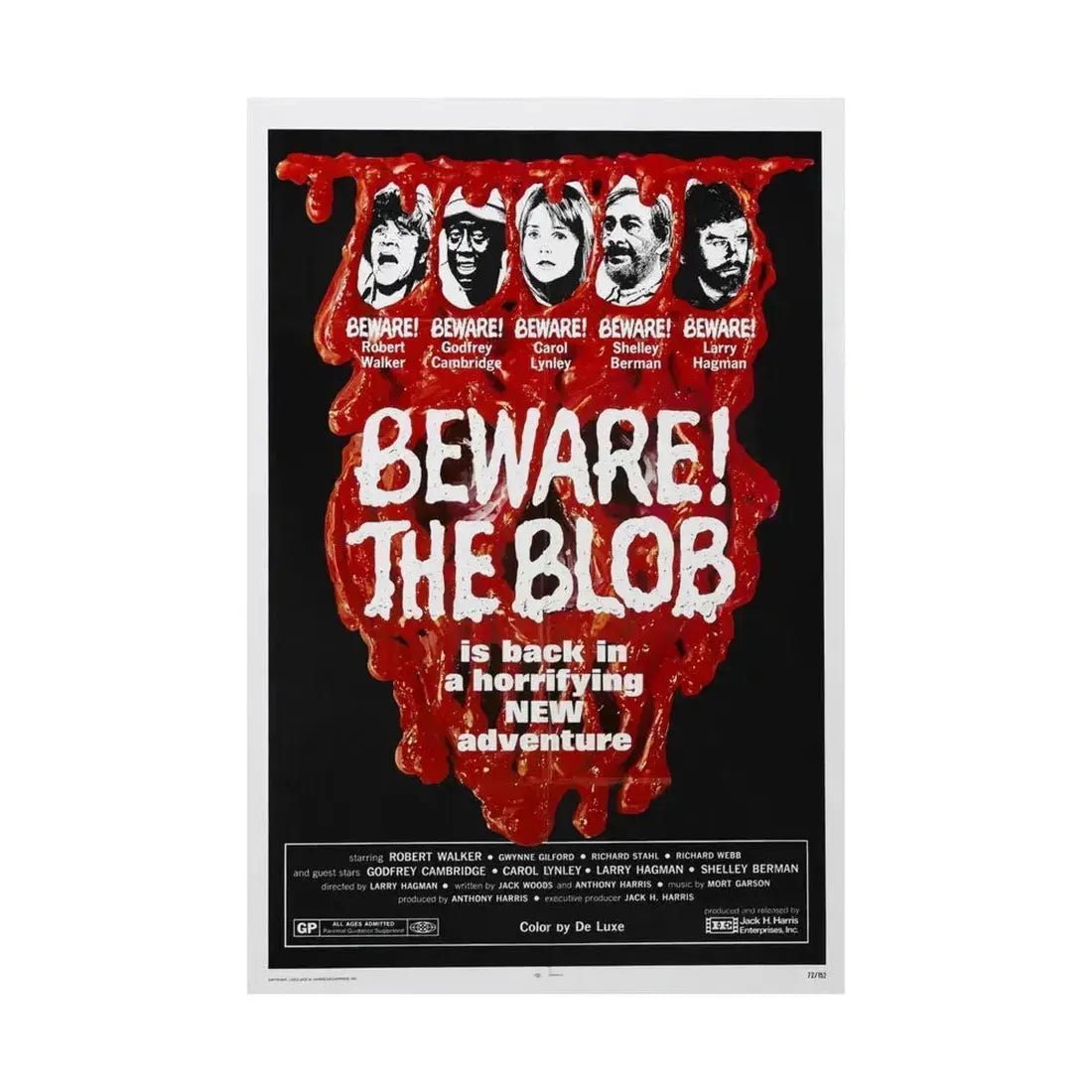 BEWARE! THE BLOB 1972 - Paper Movie Poster - The Sticker Space