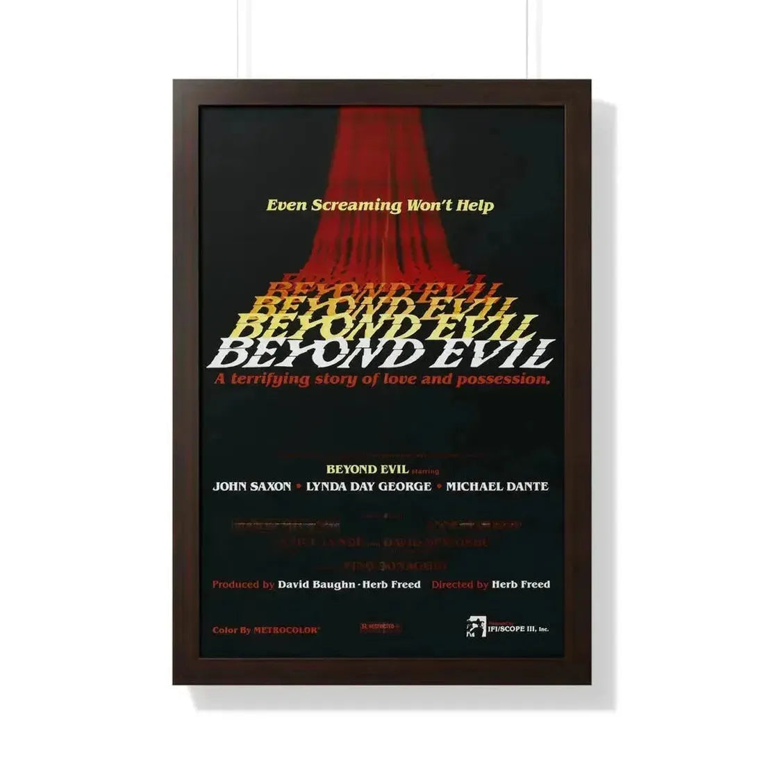 BEYOND EVIL (TEASER) 1980 - Framed Movie Poster 20" x 30" Walnut - The Sticker Space