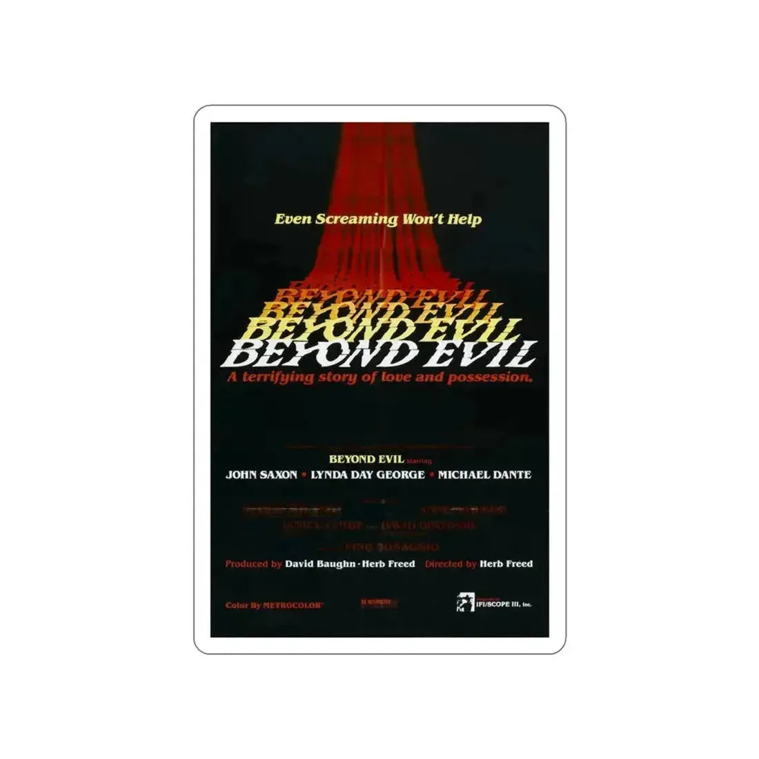 BEYOND EVIL (TEASER) 1980 Movie Poster STICKER Vinyl Die-Cut Decal 3 Inch - The Sticker Space