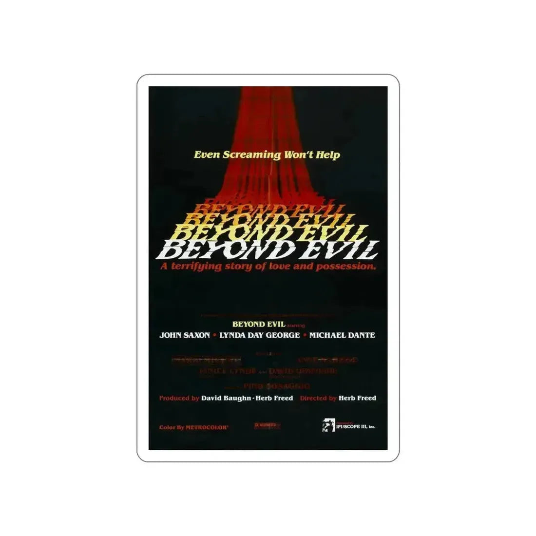 BEYOND EVIL (TEASER) 1980 Movie Poster STICKER Vinyl Die-Cut Decal 4 Inch - The Sticker Space