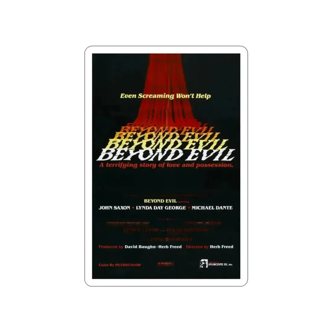 BEYOND EVIL (TEASER) 1980 Movie Poster STICKER Vinyl Die-Cut Decal - The Sticker Space