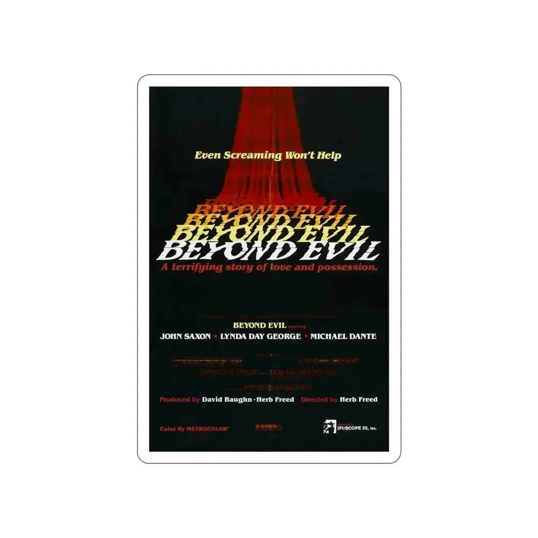 BEYOND EVIL (TEASER) 1980 Movie Poster STICKER Vinyl Die-Cut Decal - The Sticker Space